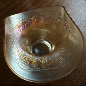 Vintage Marigold Fenton Holly Glass Ruffled Scalloped Edge Candy Bowl